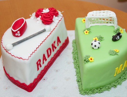 obrázek dortu - dort Dort pro sourozence - mažoretku a fotbalistu